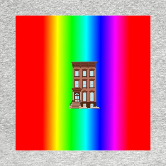 Rainbow Pride Brownstone House by Art by Deborah Camp